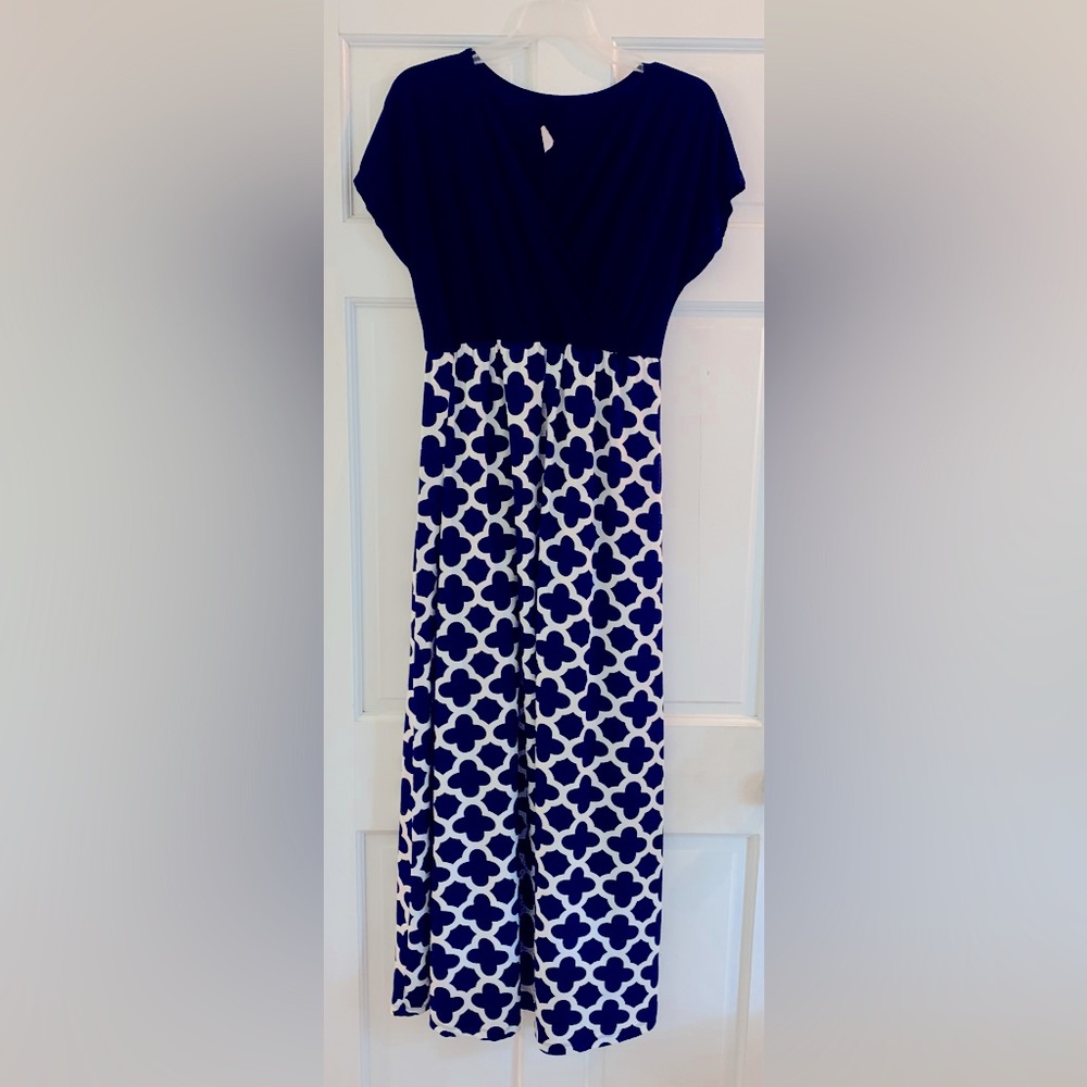Dark blue / white, empire waist dress